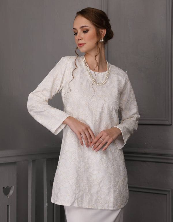 BAJU KURUNG MODEN PAULINE (OFF WHITE)